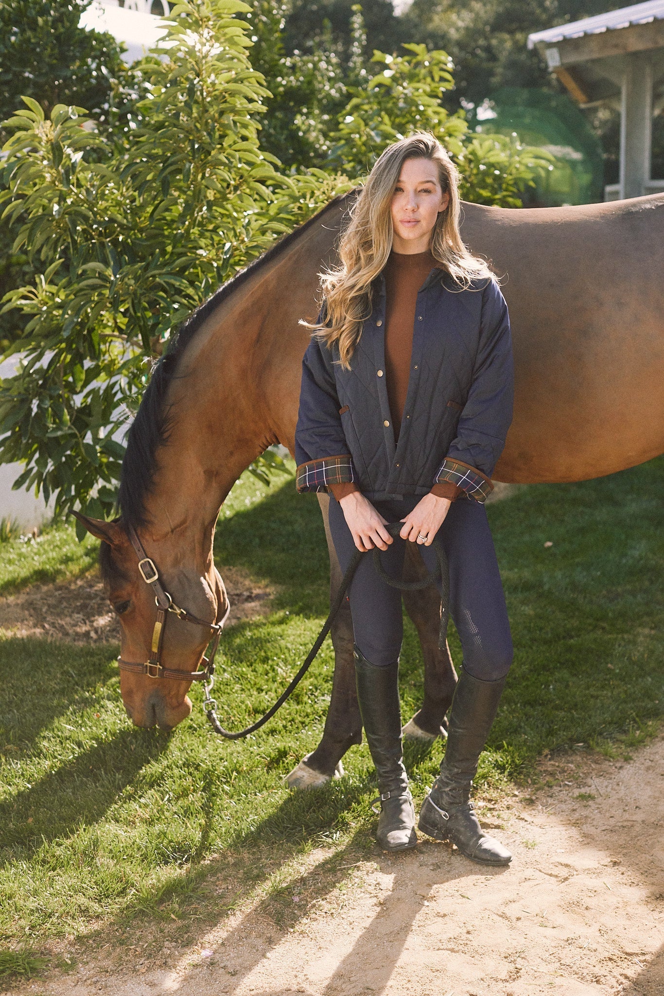 Solid Citizen Equestrian 'Bowie' | Barn Jacket | Durable Satin Quilt | Navy Plaid - Equiluxe Tack
