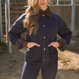 Solid Citizen Equestrian 'Bowie' | Barn Jacket | Durable Satin Quilt | Navy Plaid - Equiluxe Tack