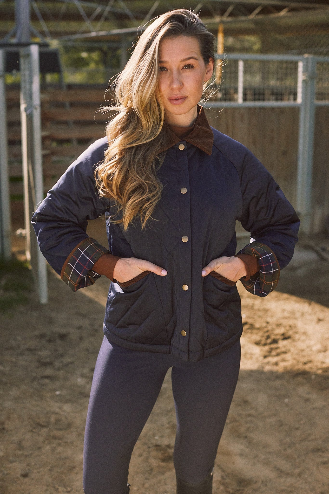 Solid Citizen Equestrian 'Bowie' | Barn Jacket | Durable Satin Quilt | Navy Plaid - Equiluxe Tack