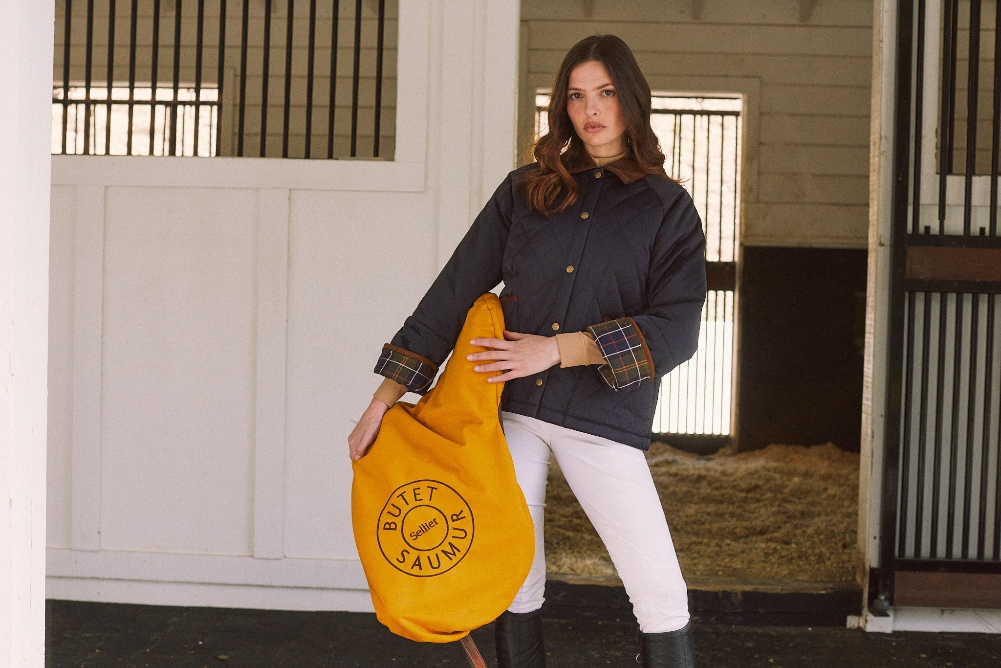 Solid Citizen Equestrian 'Bowie' | Barn Jacket | Durable Satin Quilt | Navy Plaid - Equiluxe Tack