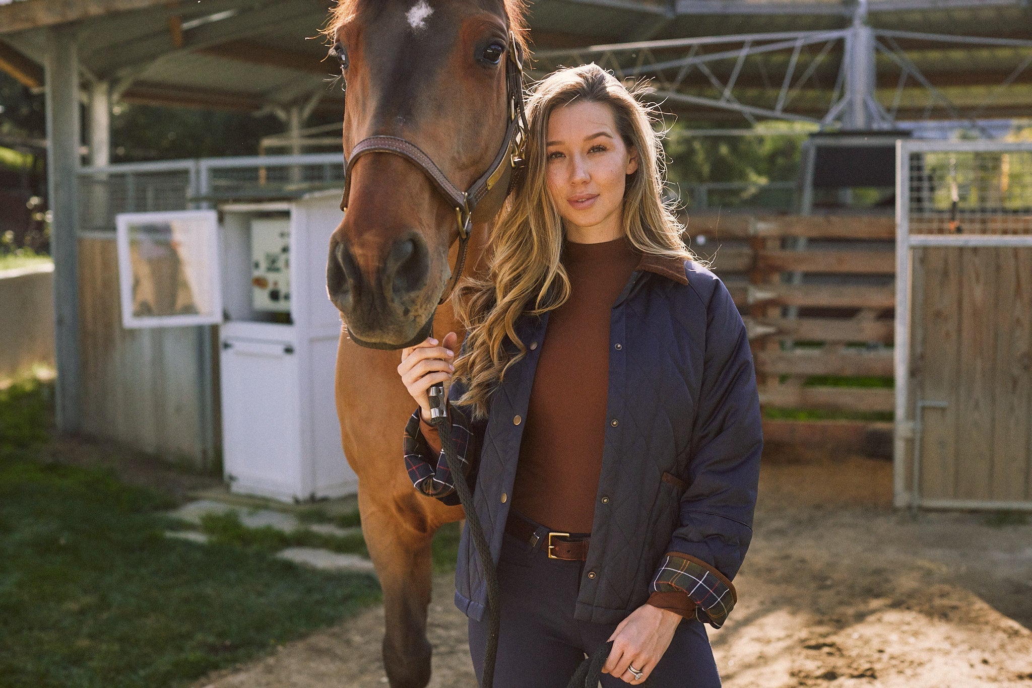 Solid Citizen Equestrian 'Bowie' | Barn Jacket | Durable Satin Quilt | Navy Plaid - Equiluxe Tack