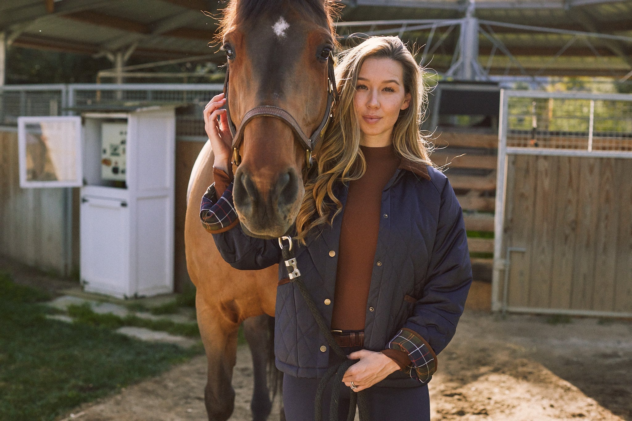 Solid Citizen Equestrian 'Bowie' | Barn Jacket | Durable Satin Quilt | Navy Plaid - Equiluxe Tack
