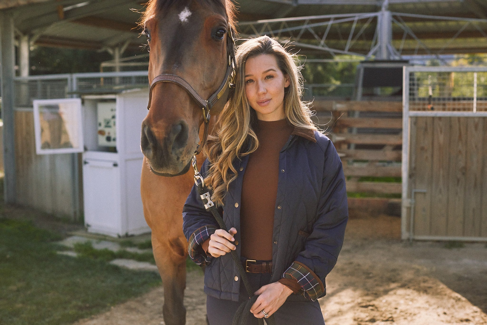 Solid Citizen Equestrian 'Bowie' | Barn Jacket | Durable Satin Quilt | Navy Plaid - Equiluxe Tack