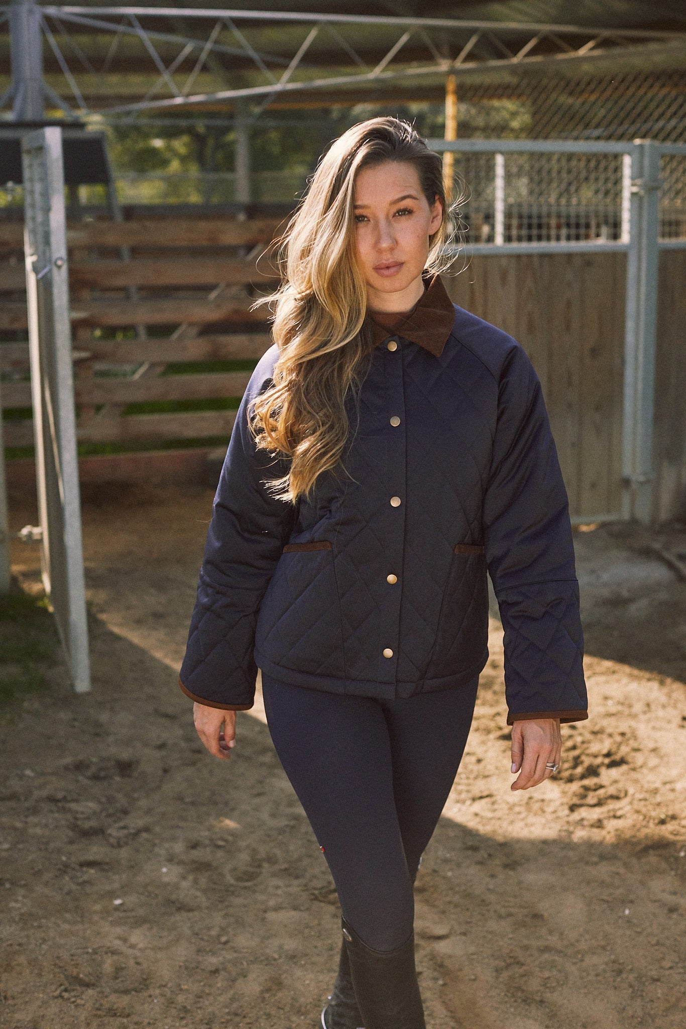 Solid Citizen Equestrian 'Bowie' | Barn Jacket | Durable Satin Quilt | Navy Plaid - Equiluxe Tack