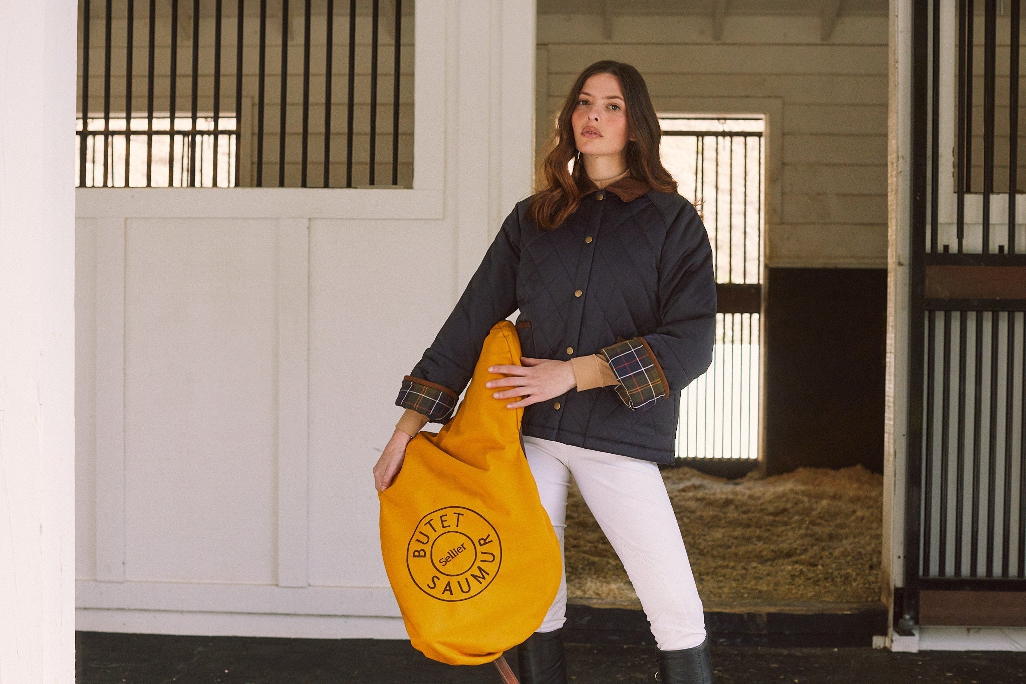 Solid Citizen Equestrian 'Bowie' | Barn Jacket | Durable Satin Quilt | Navy Plaid - Equiluxe Tack