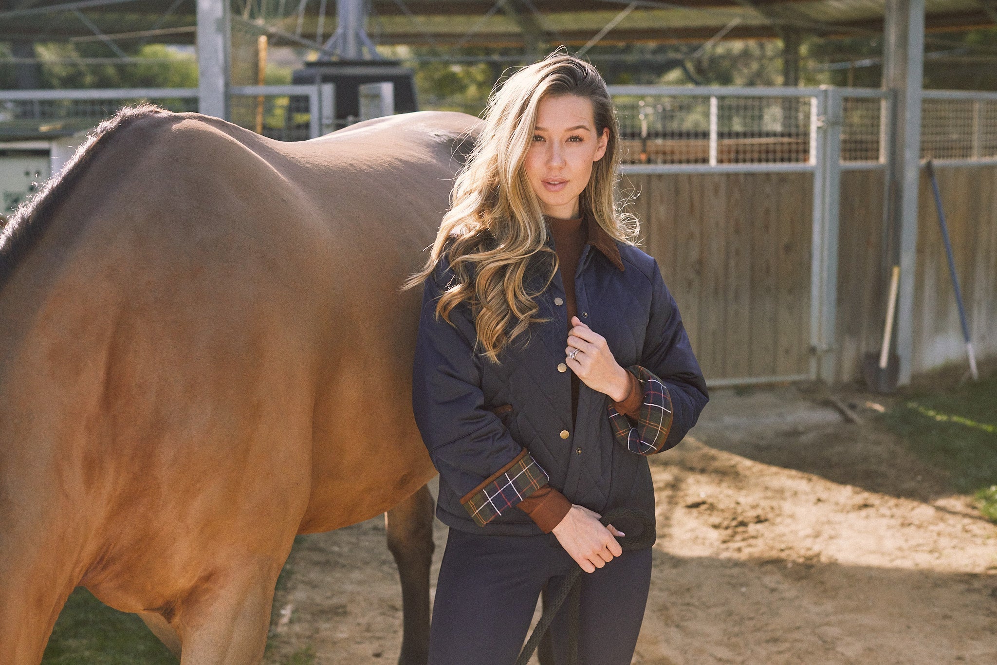 Solid Citizen Equestrian 'Bowie' | Barn Jacket | Durable Satin Quilt | Navy Plaid - Equiluxe Tack