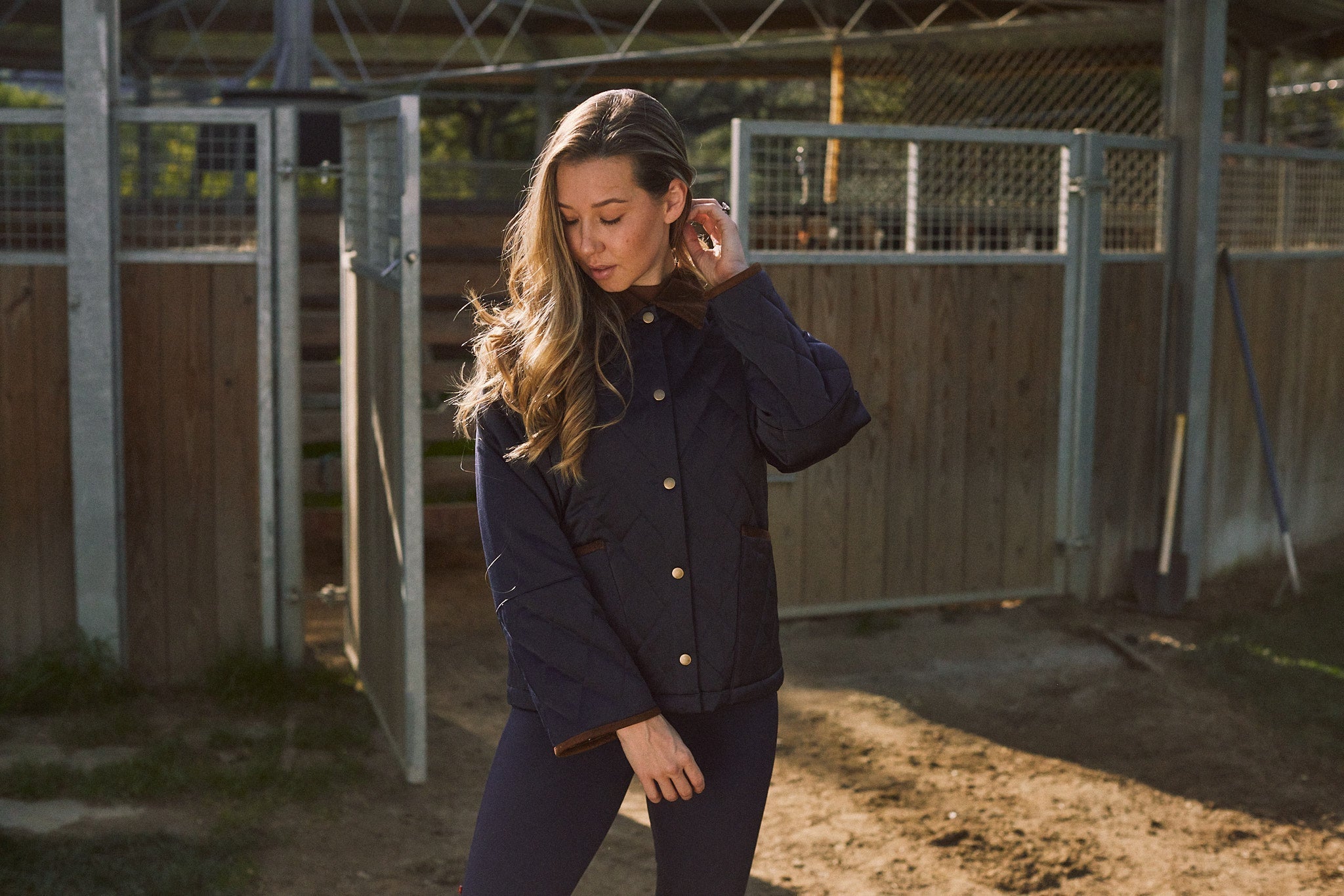 Solid Citizen Equestrian 'Bowie' | Barn Jacket | Durable Satin Quilt | Navy Plaid - Equiluxe Tack