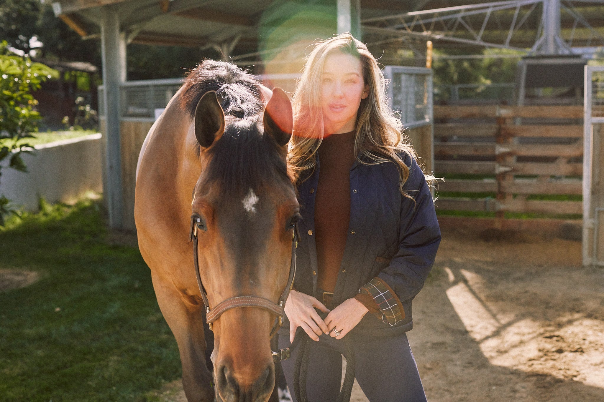Solid Citizen Equestrian 'Bowie' | Barn Jacket | Durable Satin Quilt | Navy Plaid - Equiluxe Tack