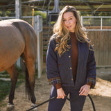Solid Citizen Equestrian 'Bowie' | Barn Jacket | Durable Satin Quilt | Navy Plaid - Equiluxe Tack
