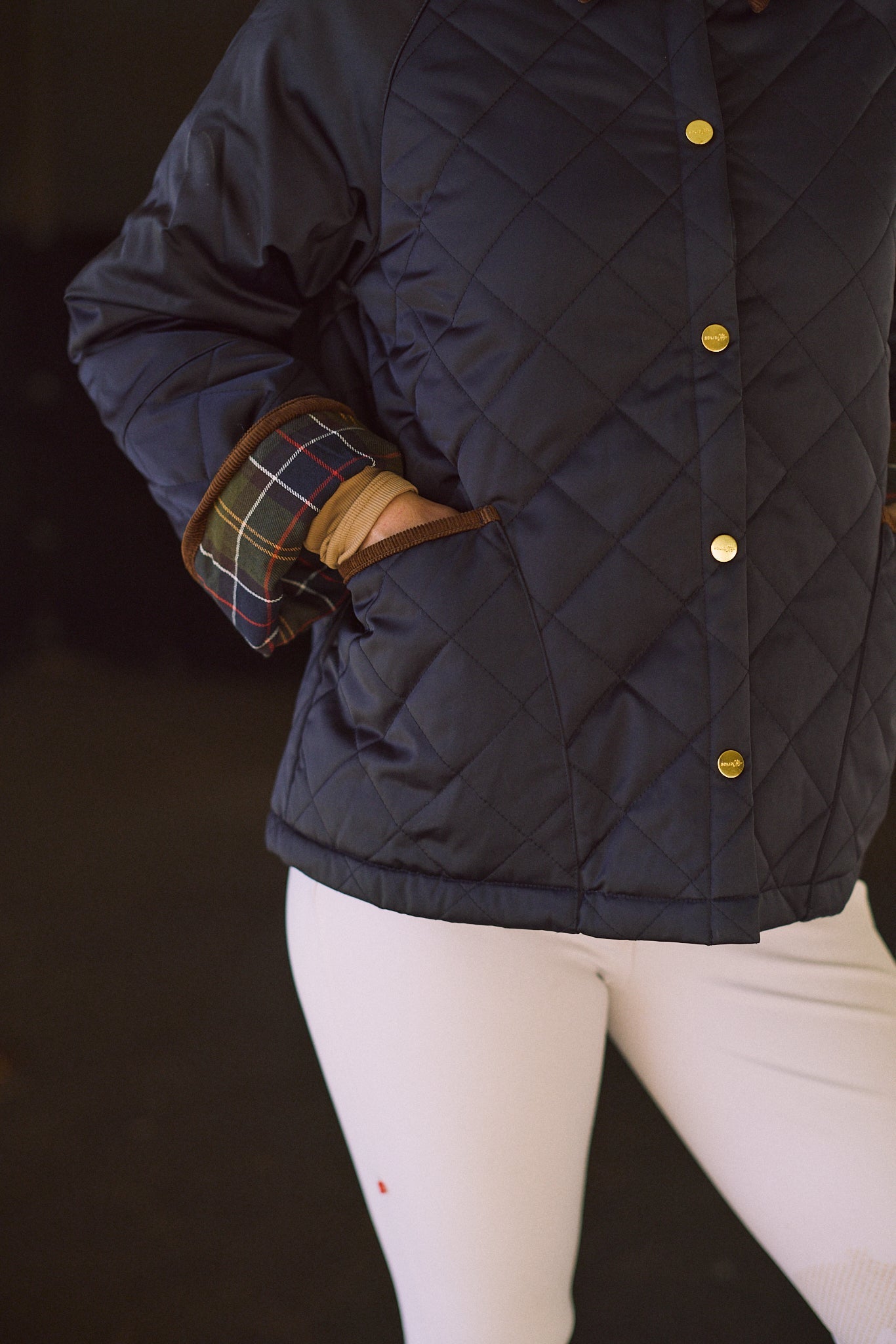 Solid Citizen Equestrian 'Bowie' | Barn Jacket | Durable Satin Quilt | Navy Plaid - Equiluxe Tack