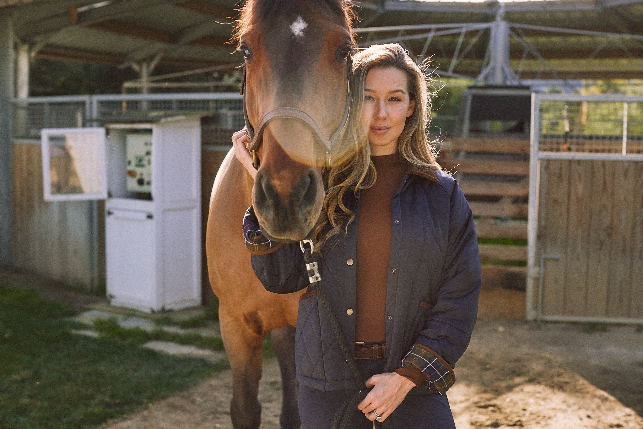 Solid Citizen Equestrian 'Bowie' | Barn Jacket | Durable Satin Quilt | Navy Plaid - Equiluxe Tack