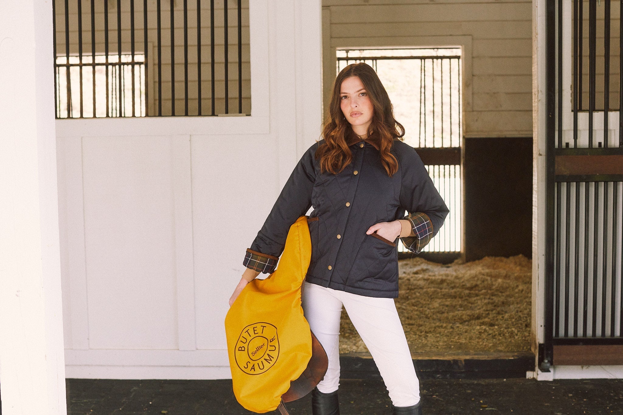 Solid Citizen Equestrian 'Bowie' | Barn Jacket | Durable Satin Quilt | Navy Plaid - Equiluxe Tack