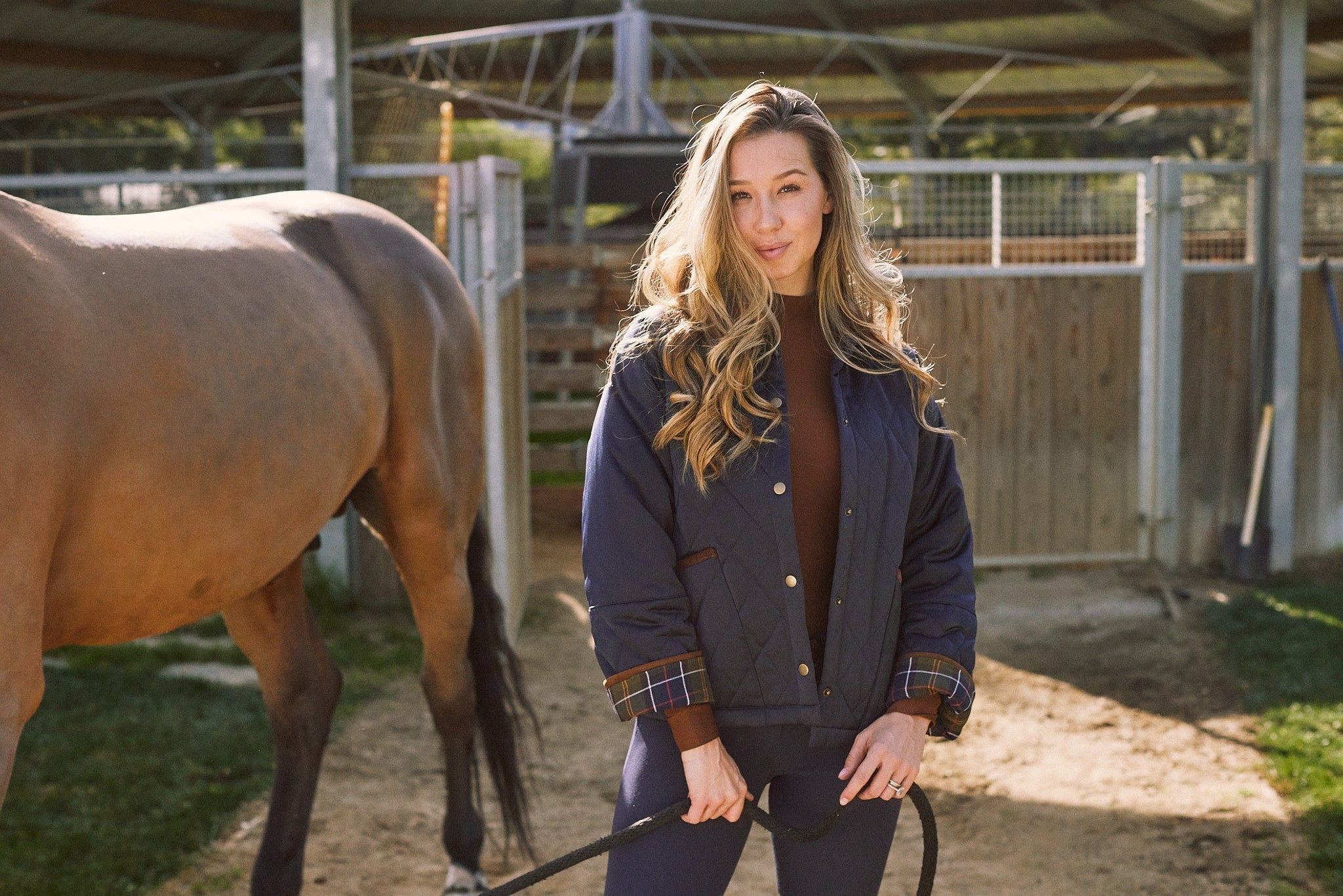 Solid Citizen Equestrian 'Bowie' | Barn Jacket | Durable Satin Quilt | Navy Plaid - Equiluxe Tack
