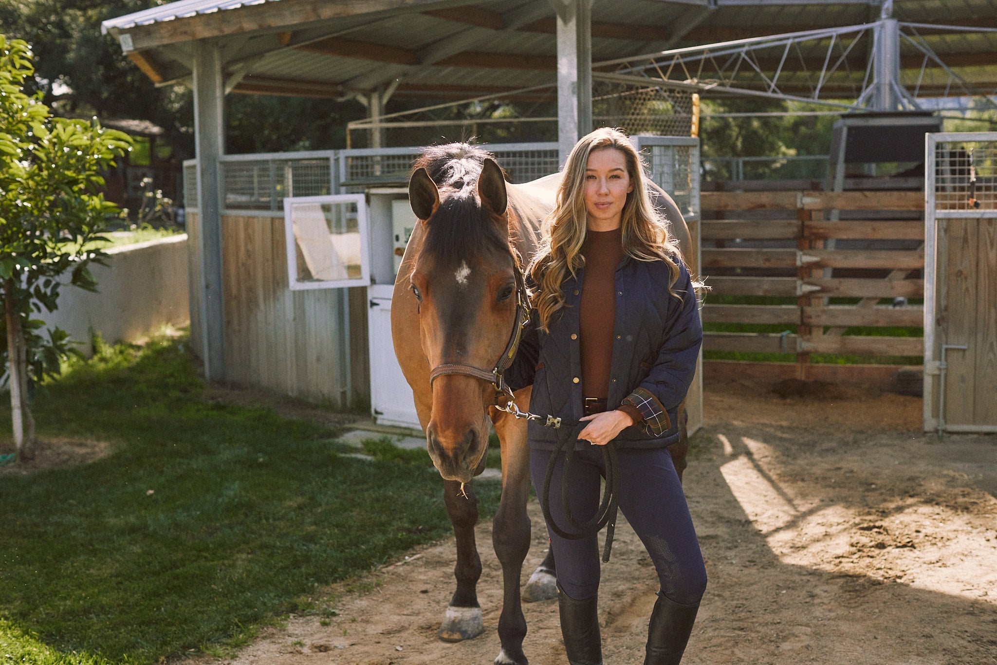 Solid Citizen Equestrian 'Bowie' | Barn Jacket | Durable Satin Quilt | Navy Plaid - Equiluxe Tack