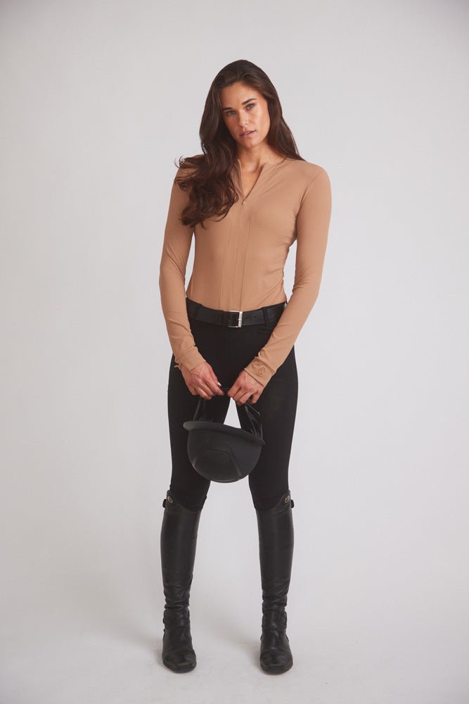Solid Citizen Equestrian 'Carol' | Performance Crewneck Riding Top | Leather Rib - Equiluxe Tack