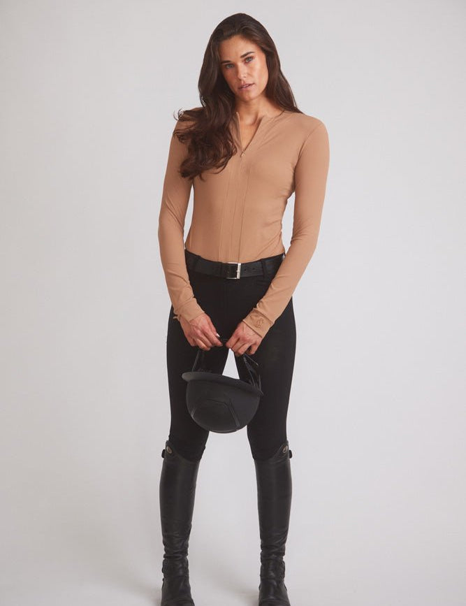Solid Citizen Equestrian 'Carol' | Performance Crewneck Riding Top | Leather Rib - Equiluxe Tack