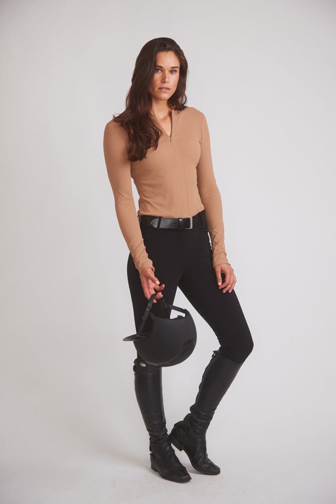 Solid Citizen Equestrian 'Carol' | Performance Crewneck Riding Top | Leather Rib - Equiluxe Tack