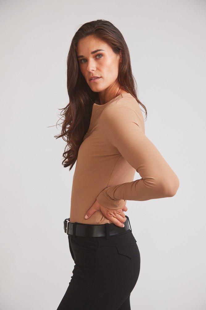 Solid Citizen Equestrian 'Carol' | Performance Crewneck Riding Top | Leather Rib - Equiluxe Tack