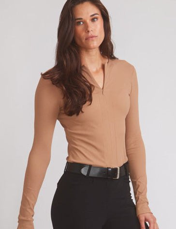 Solid Citizen Equestrian 'Carol' | Performance Crewneck Riding Top | Leather Rib - Equiluxe Tack