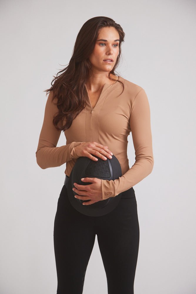Solid Citizen Equestrian 'Carol' | Performance Crewneck Riding Top | Leather Rib - Equiluxe Tack
