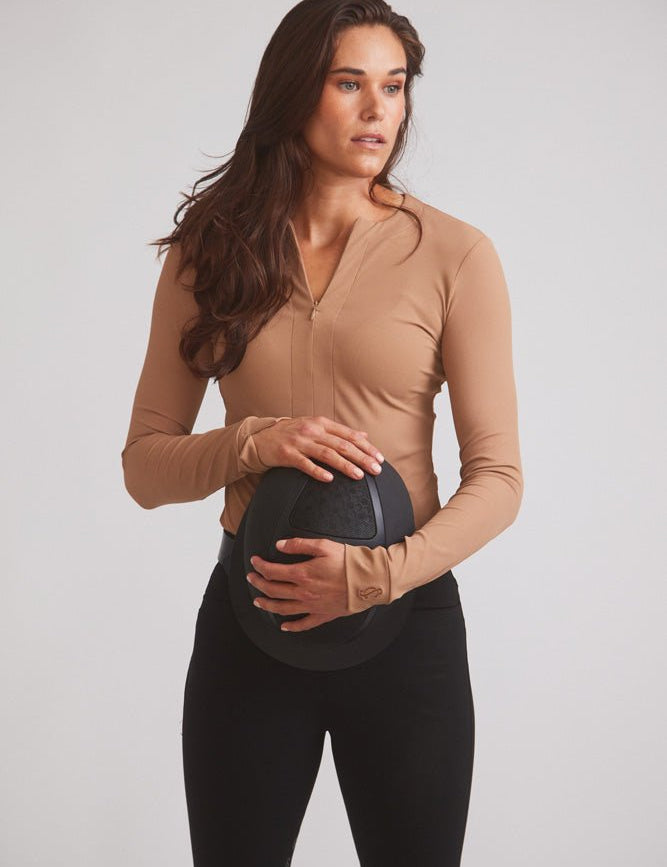 Solid Citizen Equestrian 'Carol' | Performance Crewneck Riding Top | Leather Rib - Equiluxe Tack