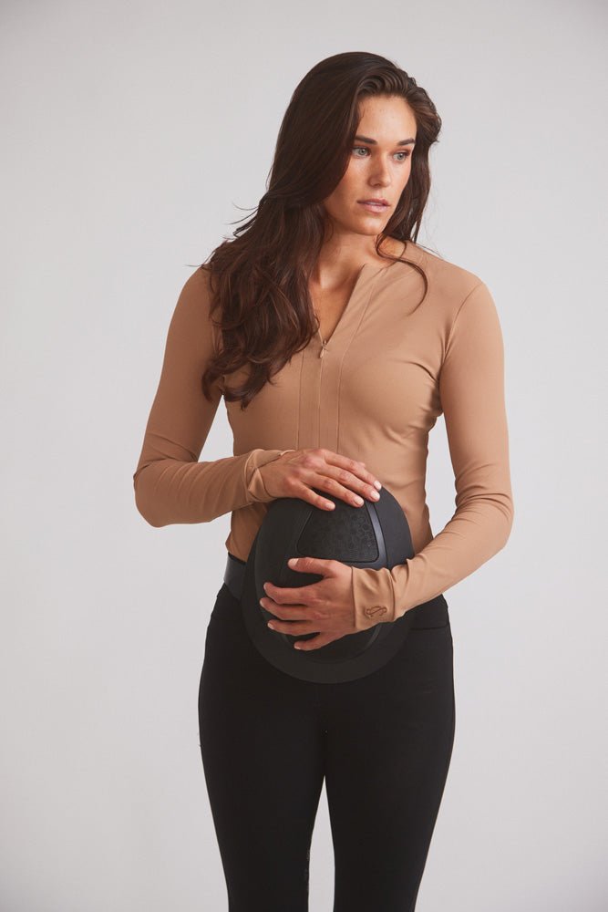 Solid Citizen Equestrian 'Carol' | Performance Crewneck Riding Top | Leather Rib - Equiluxe Tack