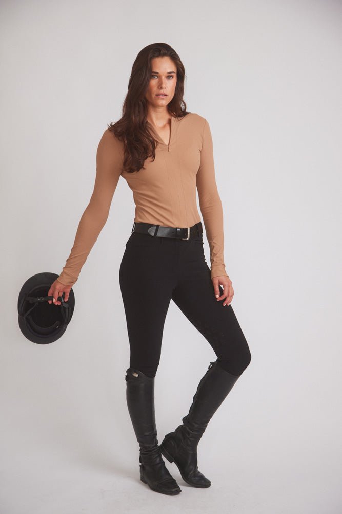 Solid Citizen Equestrian 'Carol' | Performance Crewneck Riding Top | Leather Rib - Equiluxe Tack