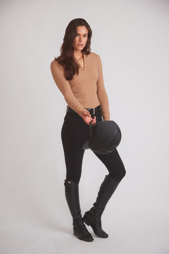 Solid Citizen Equestrian 'Carol' | Performance Crewneck Riding Top | Leather Rib - Equiluxe Tack
