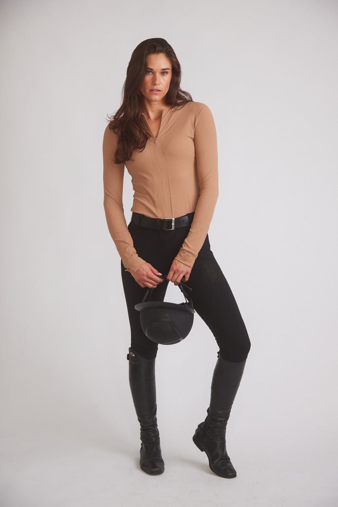 Solid Citizen Equestrian 'Carol' | Performance Crewneck Riding Top | Leather Rib - Equiluxe Tack