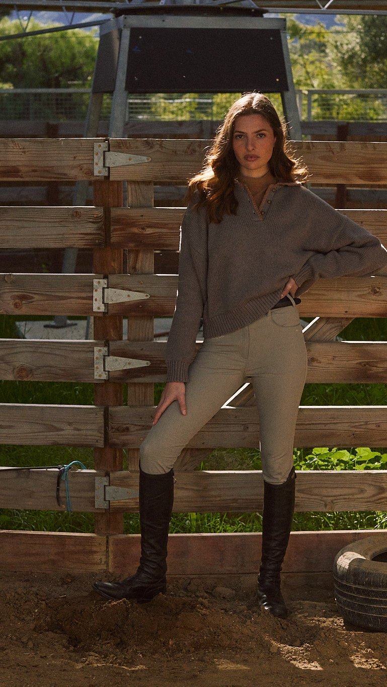 Solid Citizen Equestrian 'Chloe' | Cotton Whipstitch | Slight Crop | Sweater | Flax and Honey - Equiluxe Tack