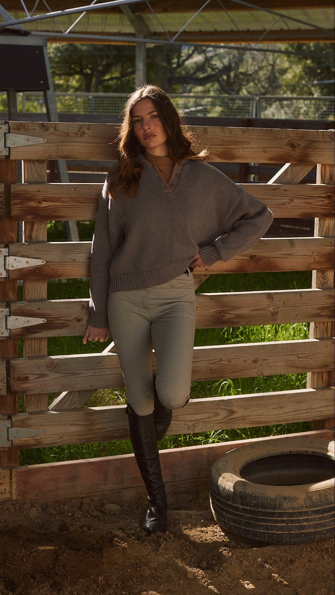Solid Citizen Equestrian 'Chloe' | Cotton Whipstitch | Slight Crop | Sweater | Flax and Honey - Equiluxe Tack