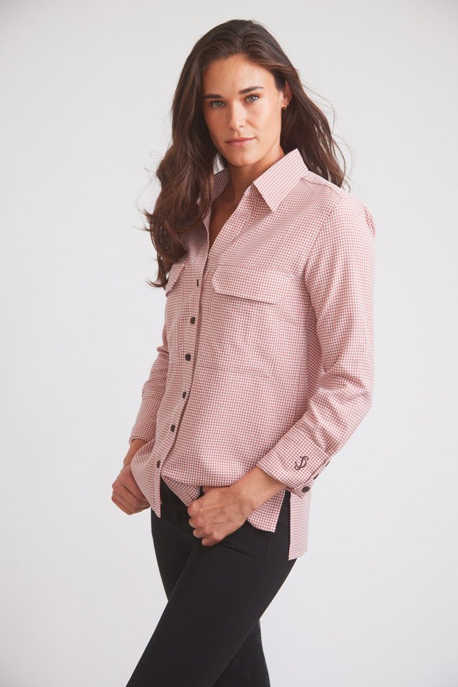 Solid Citizen Equestrian 'Jessica II' | Gingham Equestrian Button-Down Shirt | Cinnamon - Equiluxe Tack
