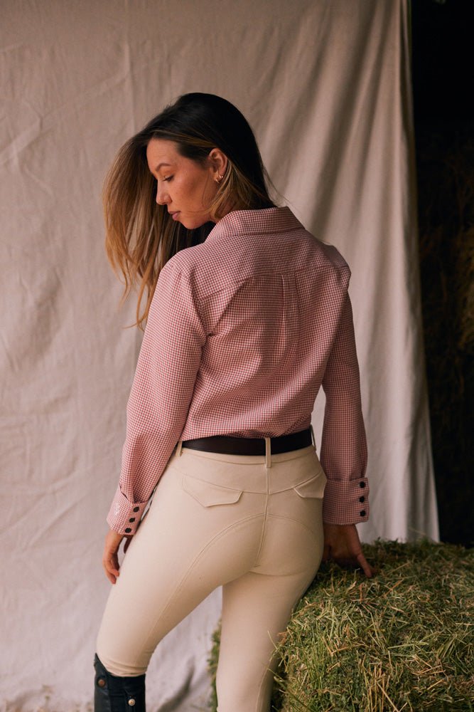 Solid Citizen Equestrian 'Jessica II' | Gingham Equestrian Button-Down Shirt | Cinnamon - Equiluxe Tack