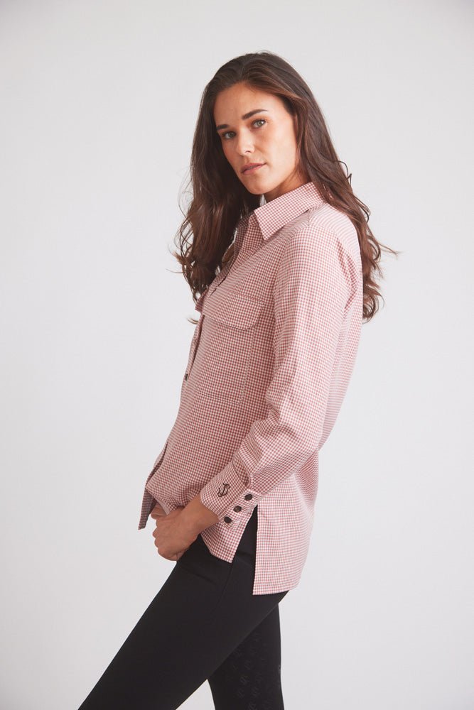 Solid Citizen Equestrian 'Jessica II' | Gingham Equestrian Button-Down Shirt | Cinnamon - Equiluxe Tack