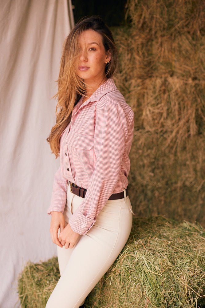 Solid Citizen Equestrian 'Jessica II' | Gingham Equestrian Button-Down Shirt | Cinnamon - Equiluxe Tack