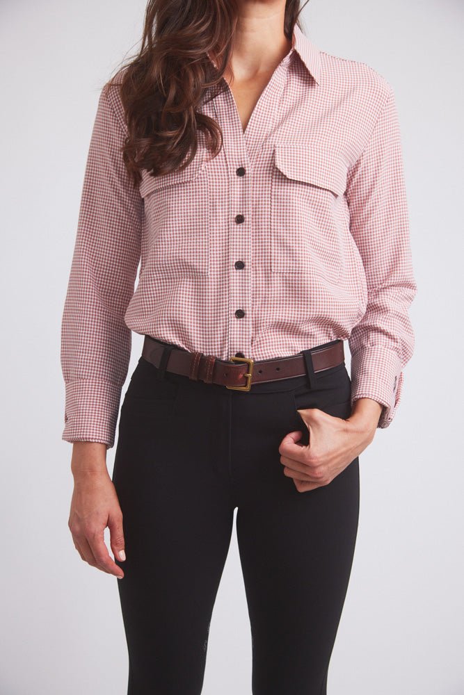 Solid Citizen Equestrian 'Jessica II' | Gingham Equestrian Button-Down Shirt | Cinnamon - Equiluxe Tack