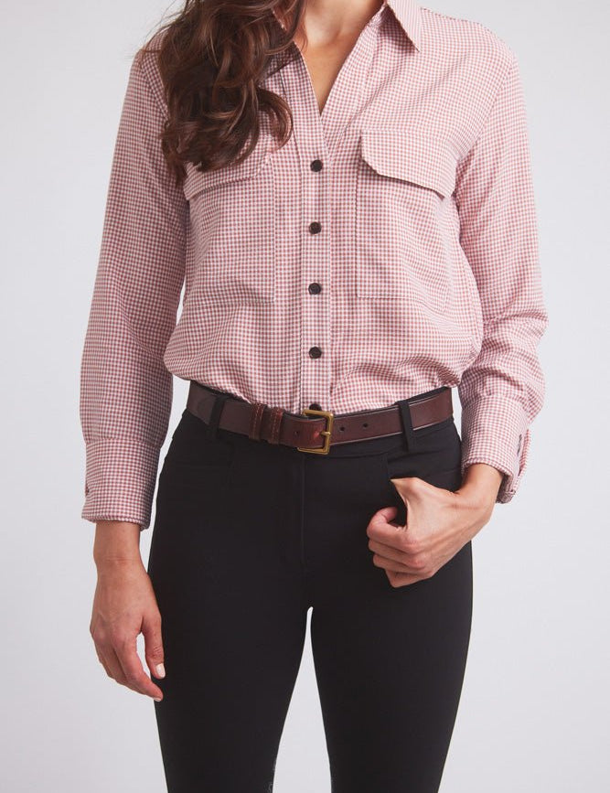 Solid Citizen Equestrian 'Jessica II' | Gingham Equestrian Button-Down Shirt | Cinnamon - Equiluxe Tack