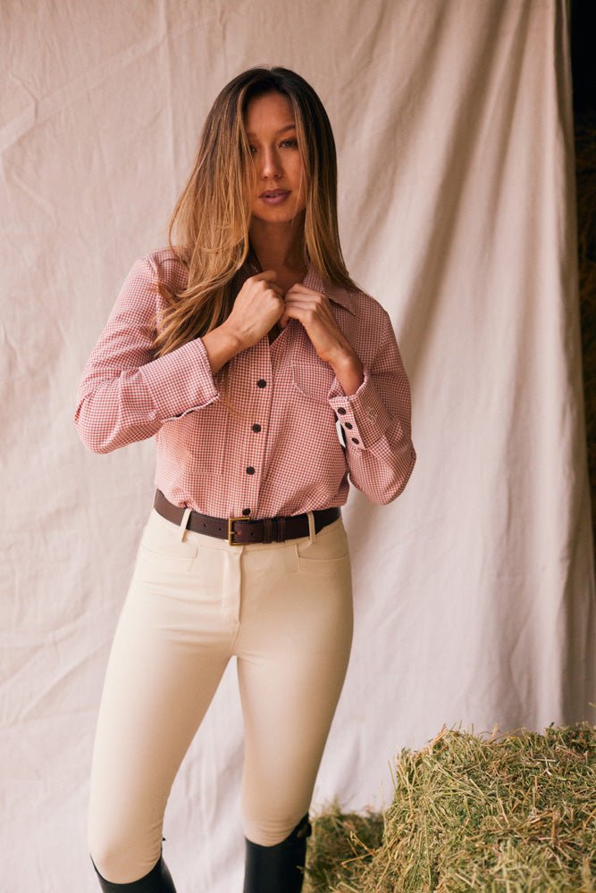 Solid Citizen Equestrian 'Jessica II' | Gingham Equestrian Button-Down Shirt | Cinnamon - Equiluxe Tack