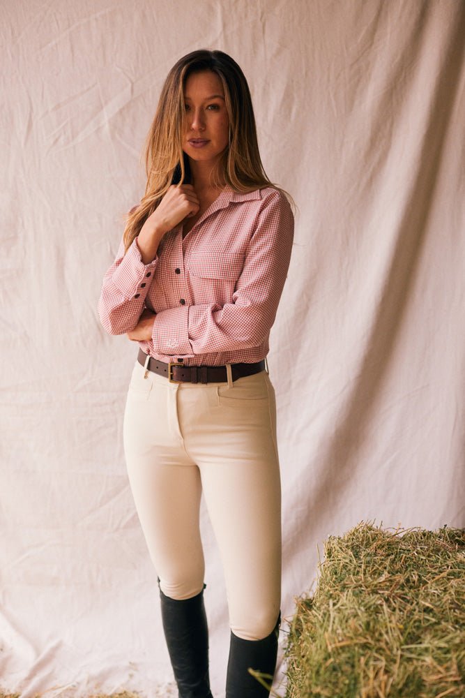 Solid Citizen Equestrian 'Jessica II' | Gingham Equestrian Button-Down Shirt | Cinnamon - Equiluxe Tack