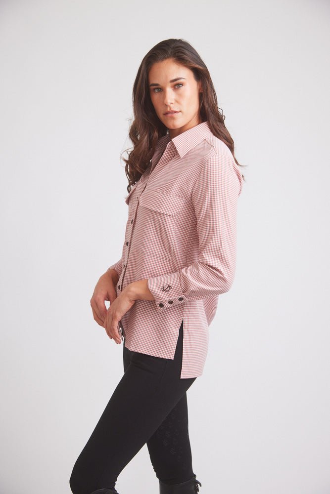 Solid Citizen Equestrian 'Jessica II' | Gingham Equestrian Button-Down Shirt | Cinnamon - Equiluxe Tack