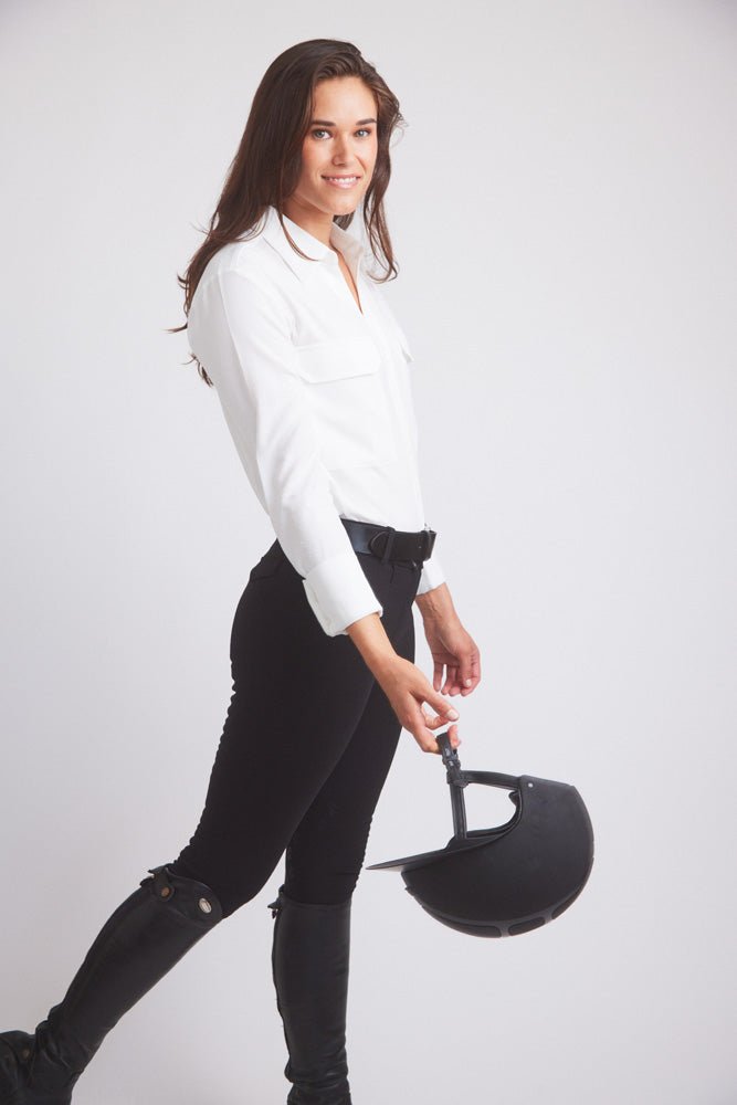 Solid Citizen Equestrian 'Jessica' | Seersucker Equestrian Button-Down Shirt | Ivory - Equiluxe Tack