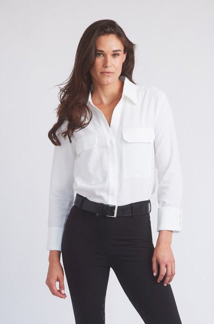 Solid Citizen Equestrian 'Jessica' | Seersucker Equestrian Button-Down Shirt | Ivory - Equiluxe Tack