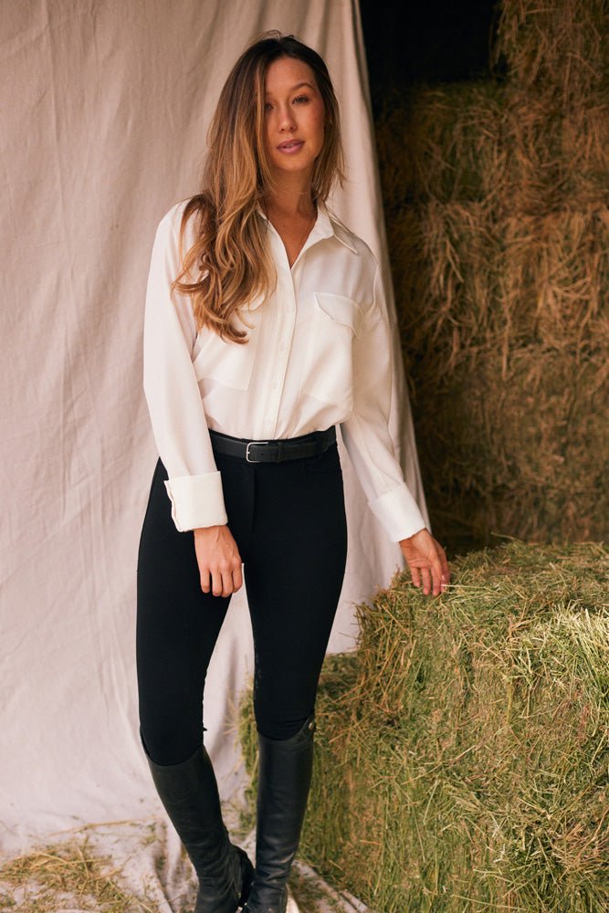 Solid Citizen Equestrian 'Jessica' | Seersucker Equestrian Button-Down Shirt | Ivory - Equiluxe Tack