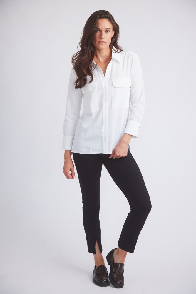 Solid Citizen Equestrian 'Jessica' | Seersucker Equestrian Button-Down Shirt | Ivory - Equiluxe Tack