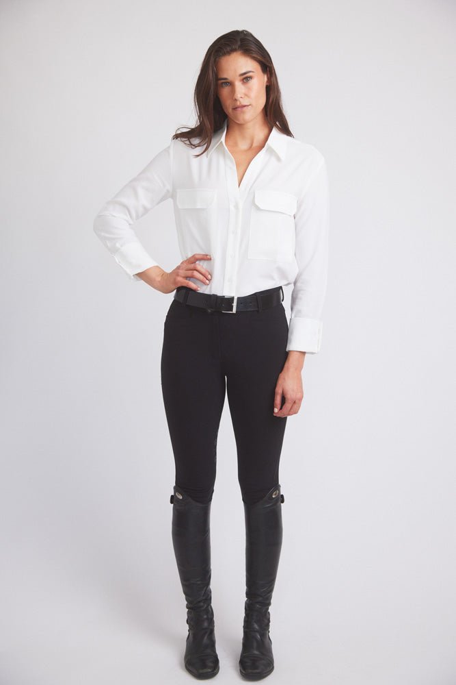 Solid Citizen Equestrian 'Jessica' | Seersucker Equestrian Button-Down Shirt | Ivory - Equiluxe Tack