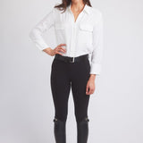 Solid Citizen Equestrian 'Jessica' | Seersucker Equestrian Button-Down Shirt | Ivory - Equiluxe Tack