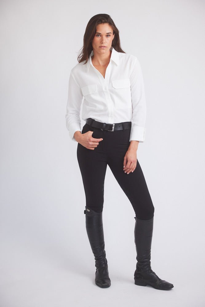 Solid Citizen Equestrian 'Jessica' | Seersucker Equestrian Button-Down Shirt | Ivory - Equiluxe Tack