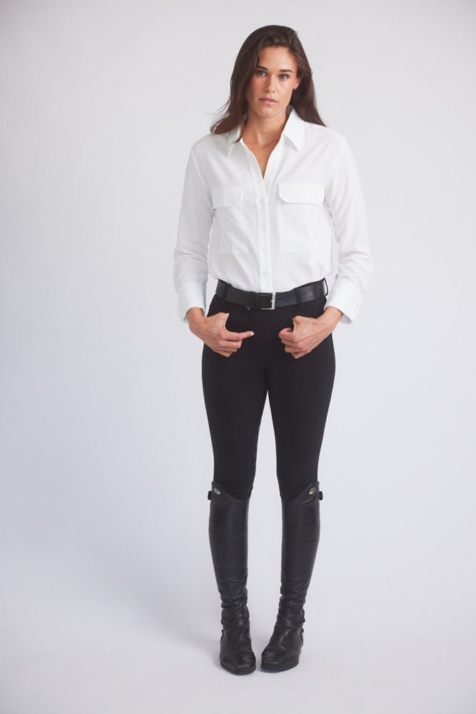 Solid Citizen Equestrian 'Jessica' | Seersucker Equestrian Button-Down Shirt | Ivory - Equiluxe Tack