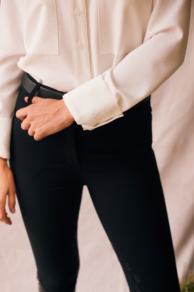 Solid Citizen Equestrian 'Jessica' | Seersucker Equestrian Button-Down Shirt | Ivory - Equiluxe Tack