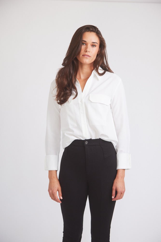 Solid Citizen Equestrian 'Jessica' | Seersucker Equestrian Button-Down Shirt | Ivory - Equiluxe Tack